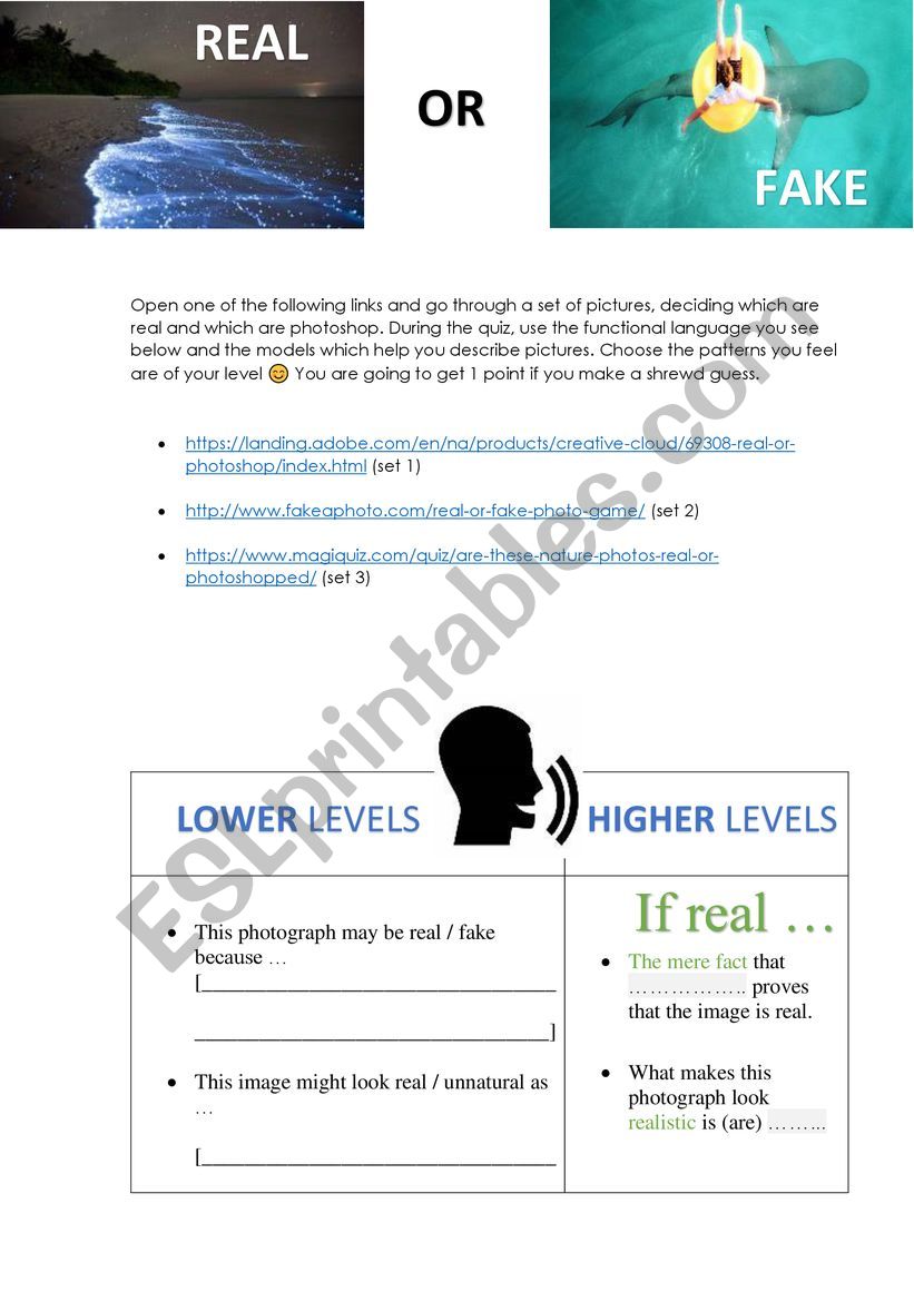 REAL OR PHOTOSHOP GAME [speaking development]